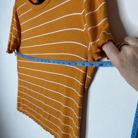Casual Orange and White Stripe Short Sleeve Tee Lettuce Edge 0X - Picture 8 of 9